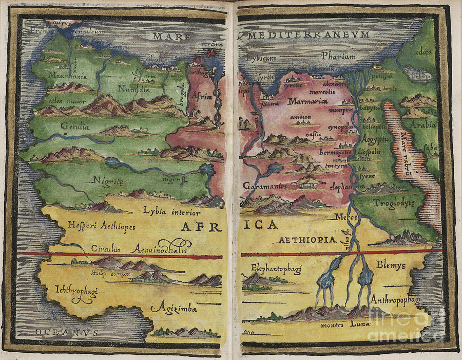 Africa map by Johannes Honter 1542 Photograph by Rick Bures