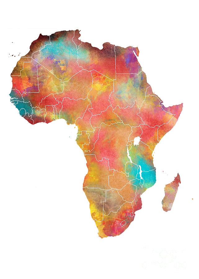 Africa Map Digital Art by Justyna Jaszke JBJart