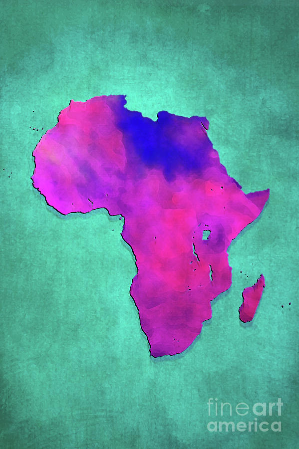 Africa map purple Painting by Justyna Jaszke JBJart