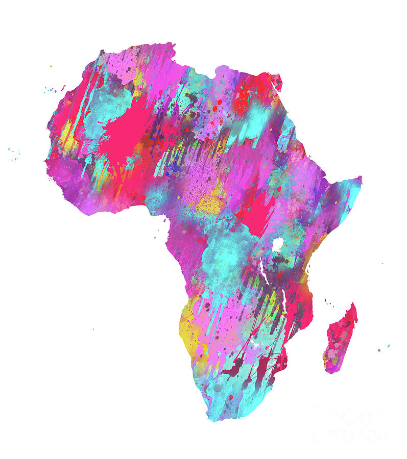 Africa - Watercolour Map - White Digital Art by Prar Kulasekara