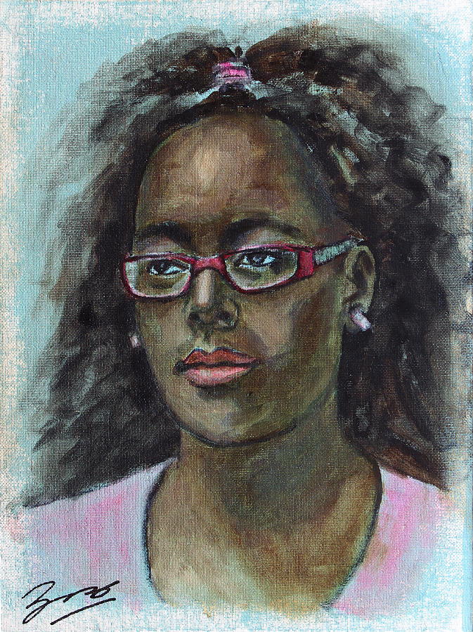 Portrait Painting - African American 12 by Xueling Zou