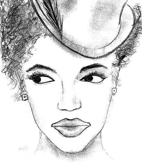 Black And White Drawing - African American Woman in Hat by Matt Quest