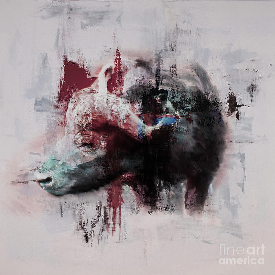 African Buffalo 03 Painting by Gull G