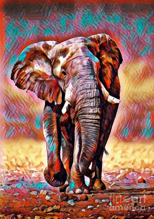 African Bush Elephant - Abstract Digital Art by Scott D Van Osdol