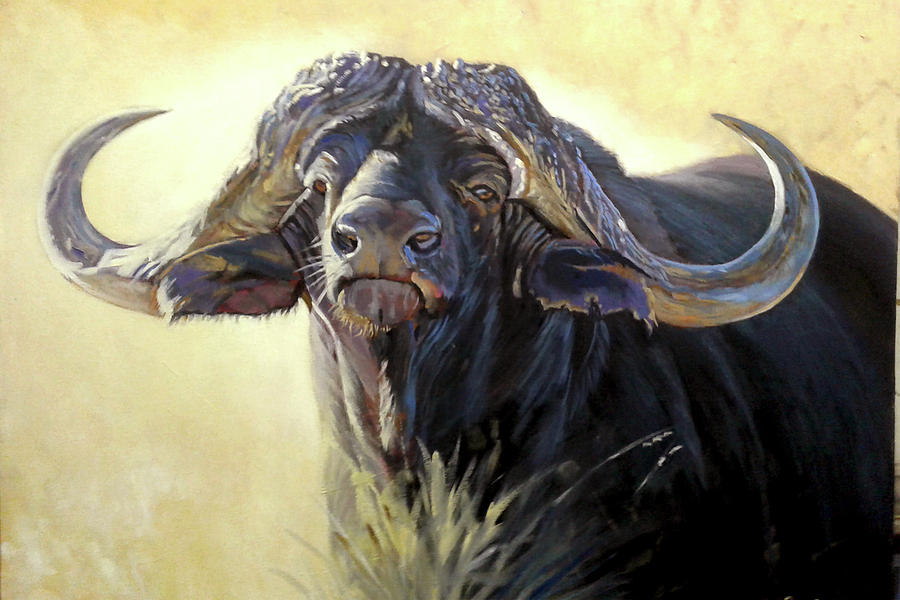 African Cape Buffalo Painting by Pieter Wentzel