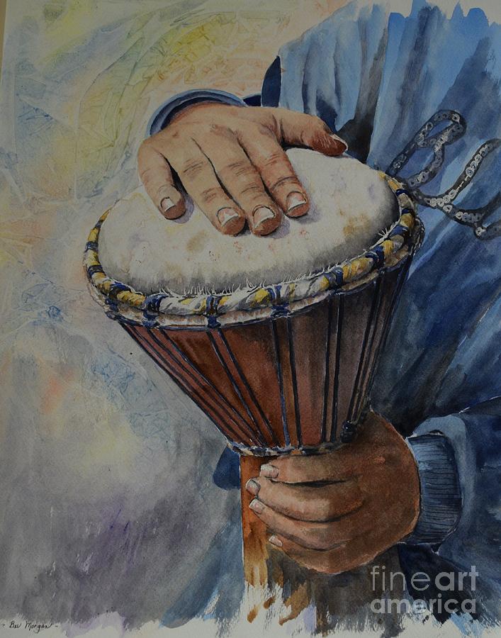 African Drummer Painting by Bev Morgan