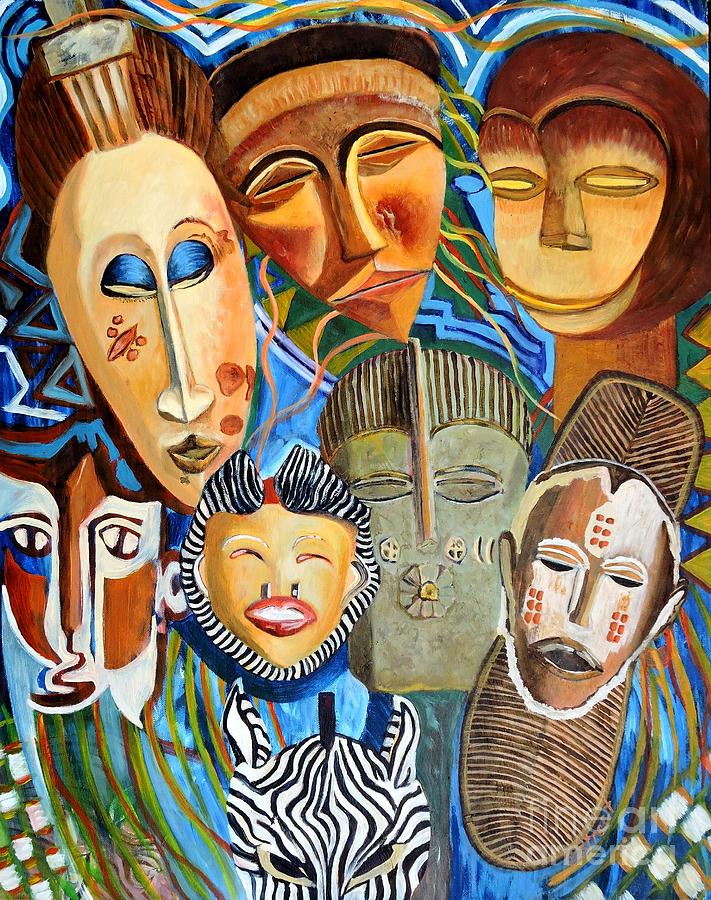 African Masks Painting - African Eclectic by Caroline Street