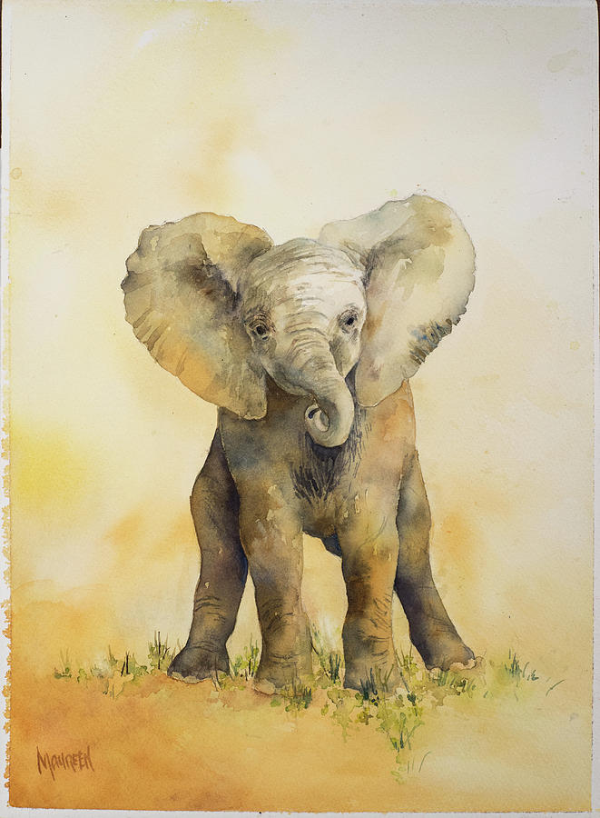 African elephant Painting by Maureen Moore