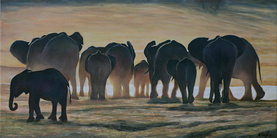 African Elephants Painting by Andy Lloyd - Fine Art America