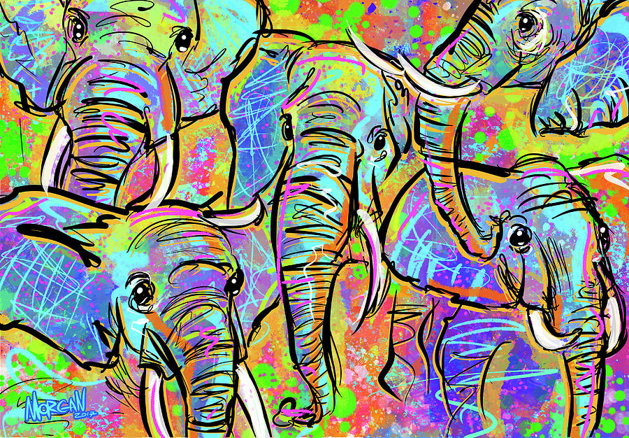 Elephant Digital Art - African Elephants by Morgan Richardson Elephant Digital Art - African Elephants by Morgan Richardson