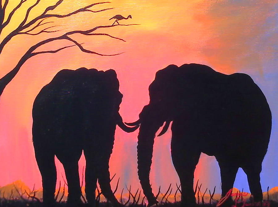 African Elephants Of The Serengeti 1 Painting by James Dunbar - Fine ...