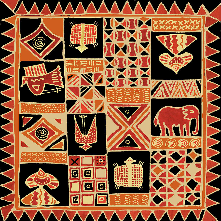 African Folk Art Batik Digital Art by Vagabond Folk Art - Virginia Vivier