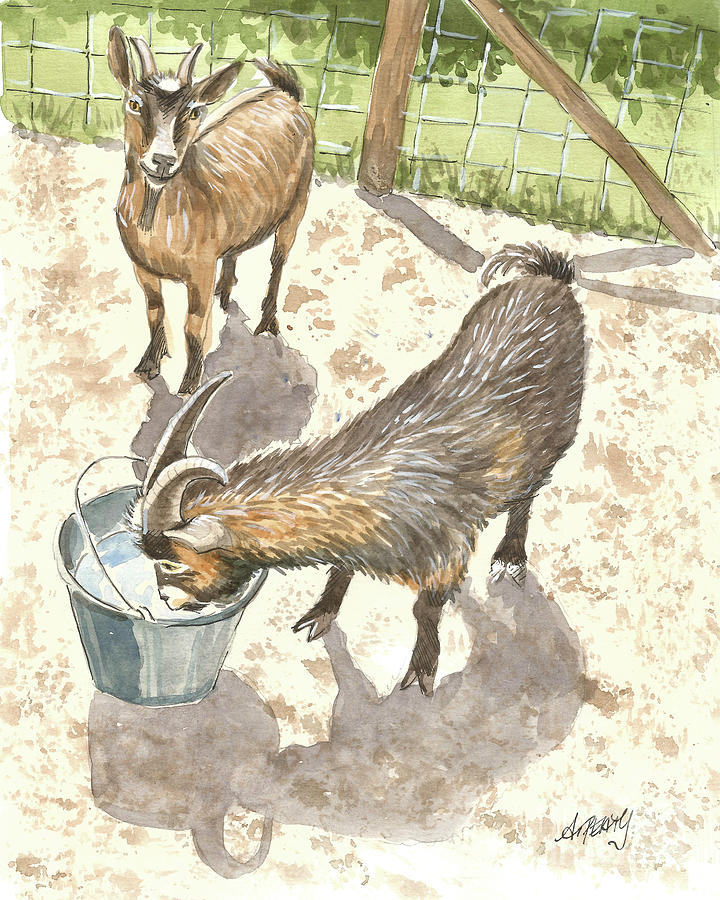 African Goats Painting by Audrey Peaty