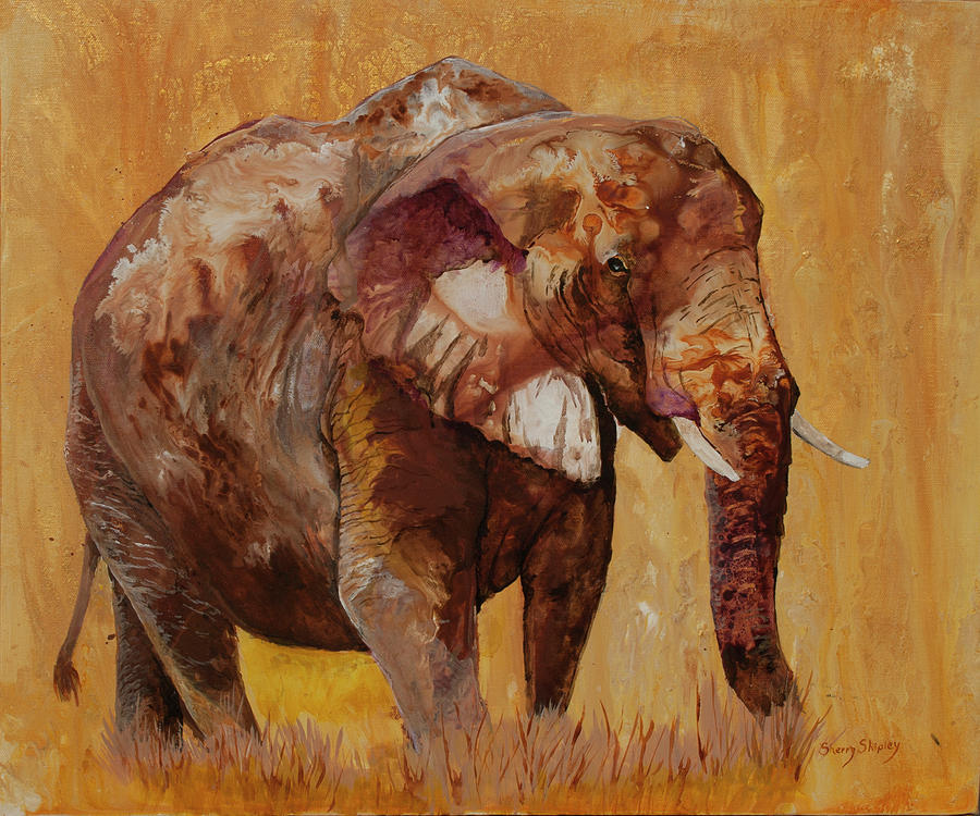 Wildlife Painting - African Gold by Sherry Shipley