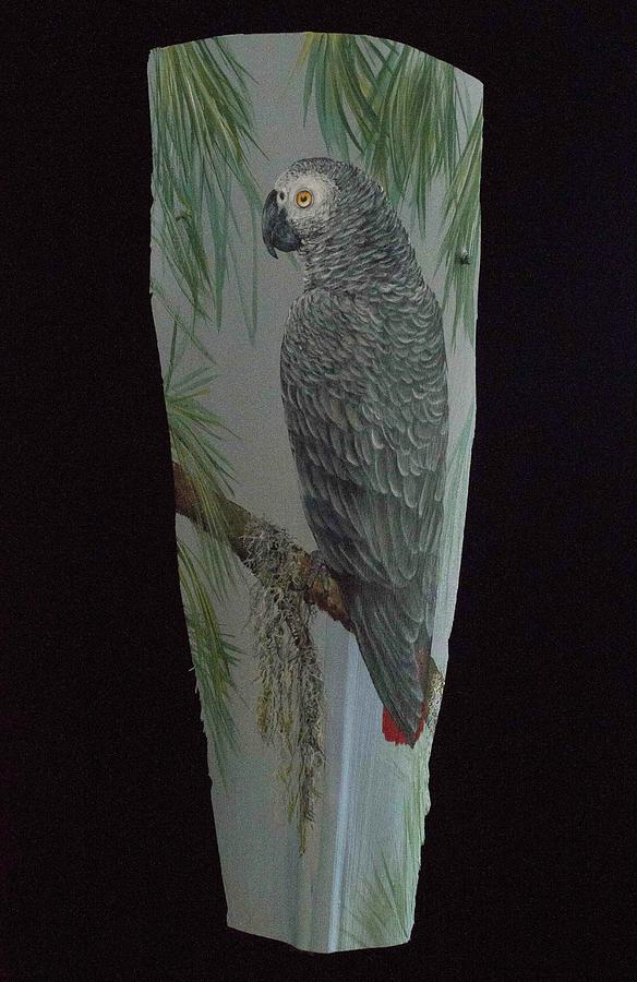 African Grey Painting by Nancy Lauby