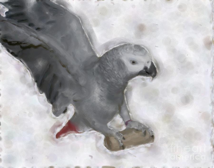 African Grey Parrot Painting by Smilin Eyes Treasures