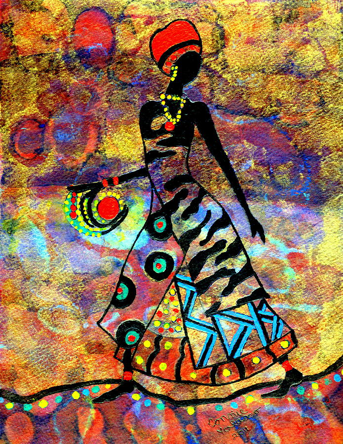 African healer new color Painting by Connie Valasco