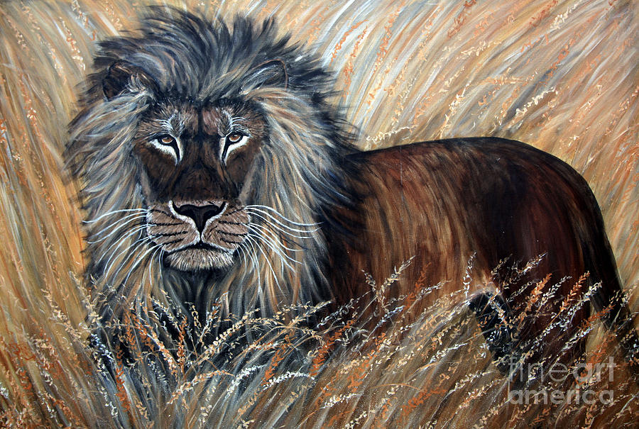 African Lion 2 Painting by Nick Gustafson
