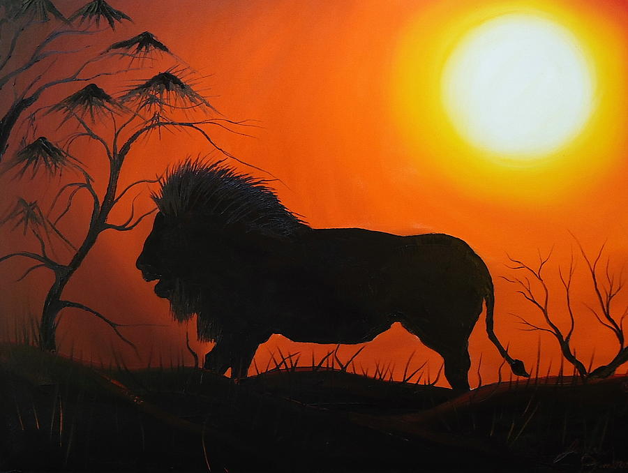 African Lion At Sunset 6 Painting by Portland Art Creations - 900 x 678 jpeg 64kB