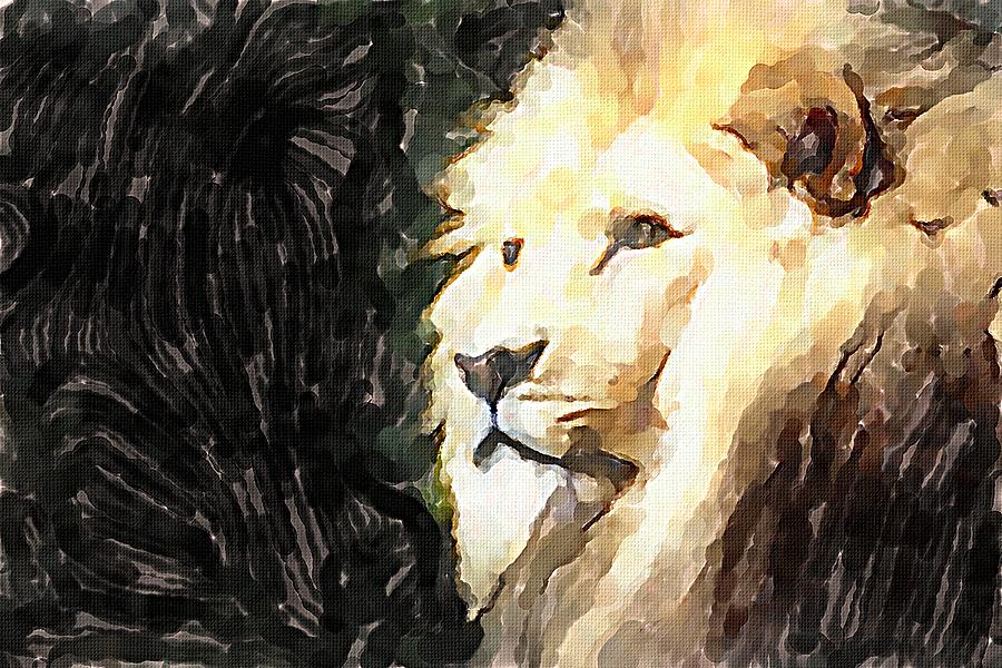 African Lion Painting by Mustapha Dazi | Pixels