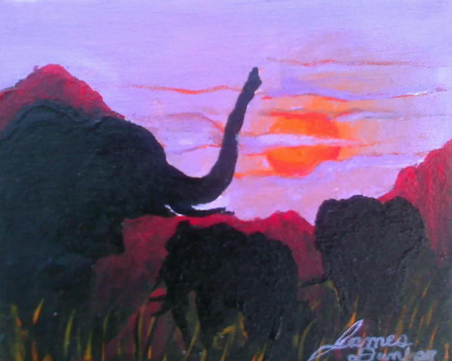 African Purple Sunset Painting by James Dunbar