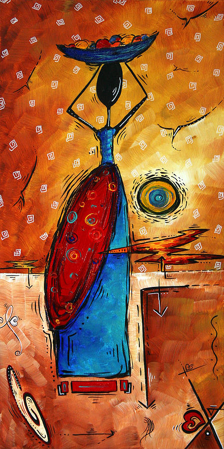 Abstract Painting - AFRICAN QUEEN Original MADART Painting by Megan Aroon