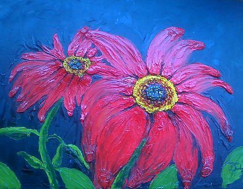 African Red Daisies Painting by James Dunbar