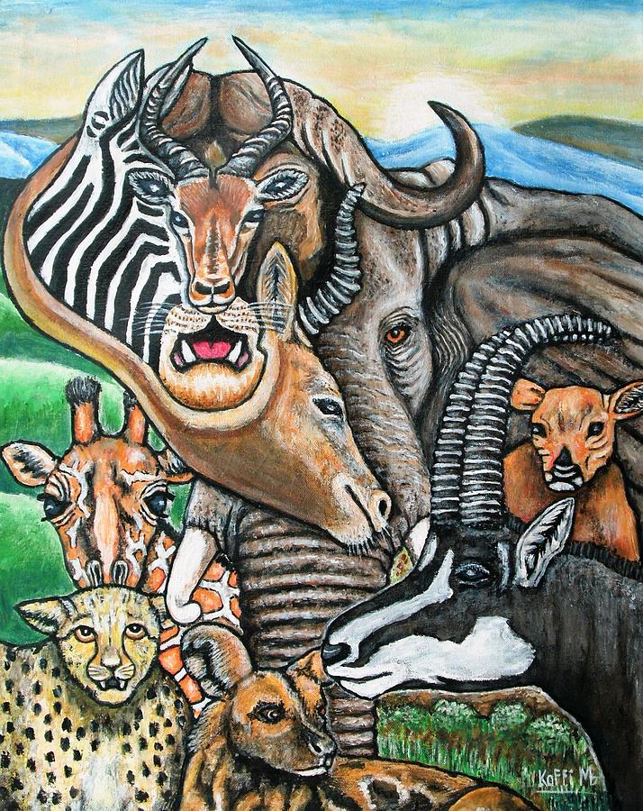 African safari Painting by Koffi Mbairamadji - Pixels