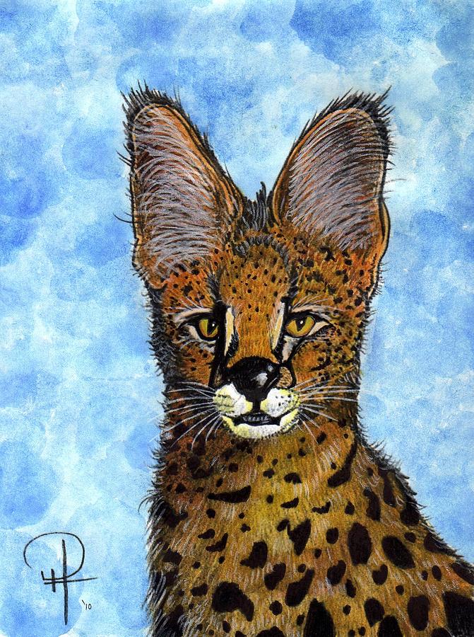 Cat Painting - African Serval by Doug Hiser