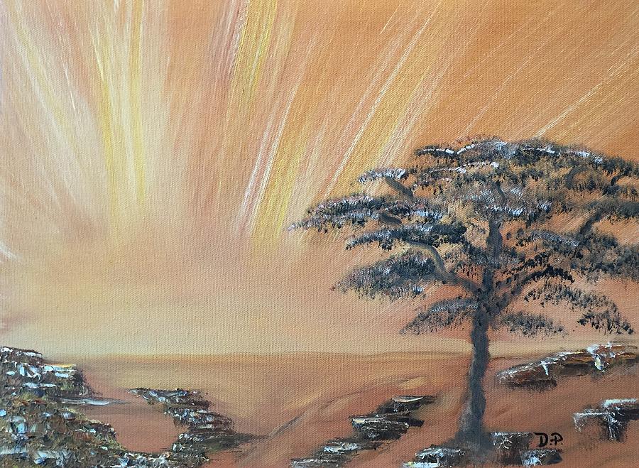 African Sunrise  Painting by Donna Painter