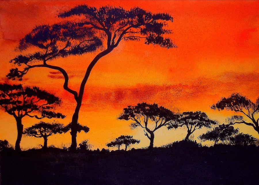 African Sunset Painting By Byron Bailey Fine Art America