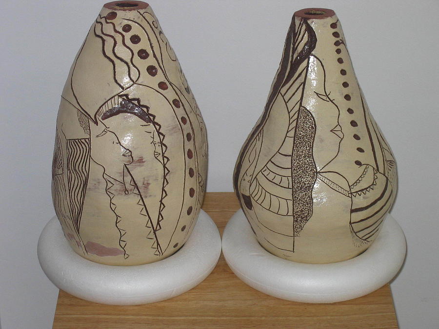 African terracotta Gourds - view three Ceramic Art by Gloria Ssali