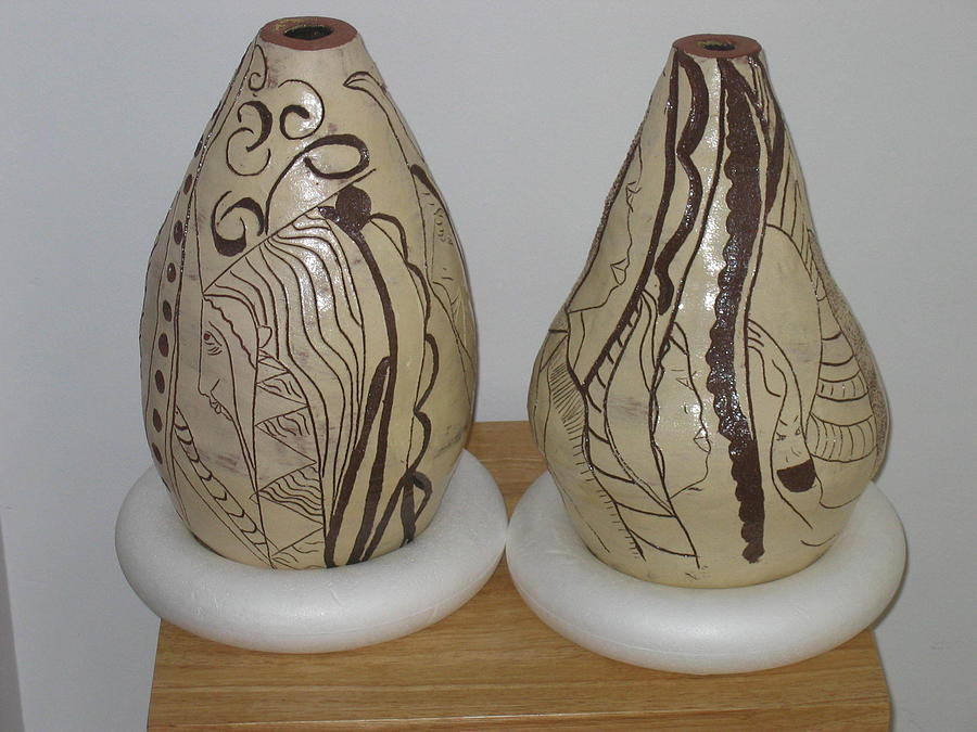 African Terracotta Gourds - view two Ceramic Art by Gloria Ssali