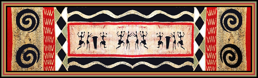 African Tribal Ritual Dance Digital Art by Vagabond Folk Art - Virginia Vivier