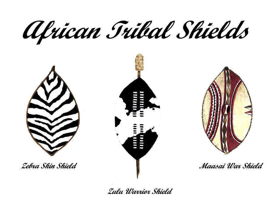 African Tribal Shields Number 3 Painting