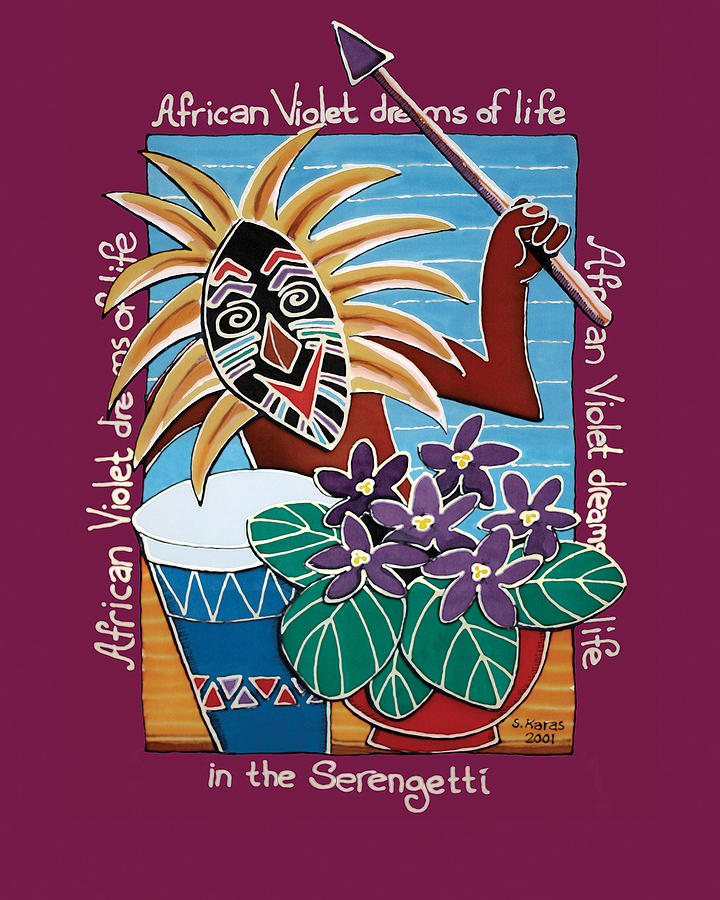African Violet Dreams of Life in the Serengetti Painting by Sheryl Karas