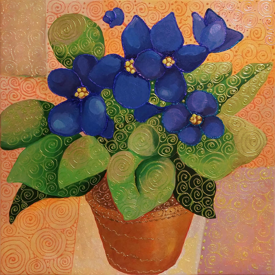African Violets Painting by Corey Habbas