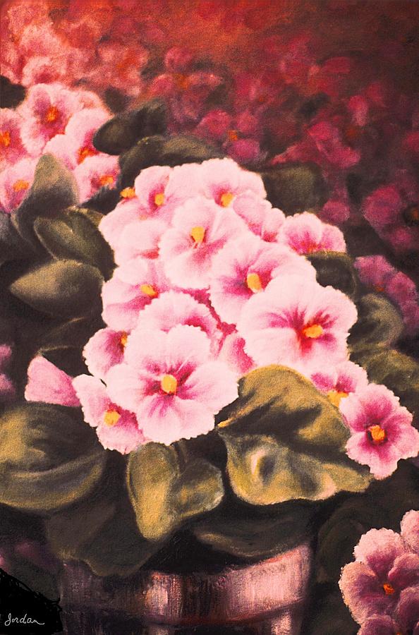 African Violets Painting by Jordana Sands