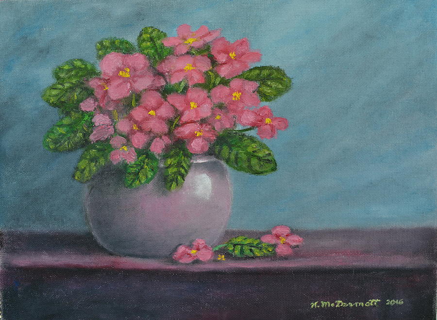 African Violets Painting by Kathleen McDermott