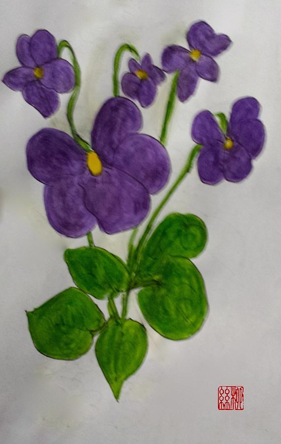 African Violets Painting by Margaret Welsh Willowsilk