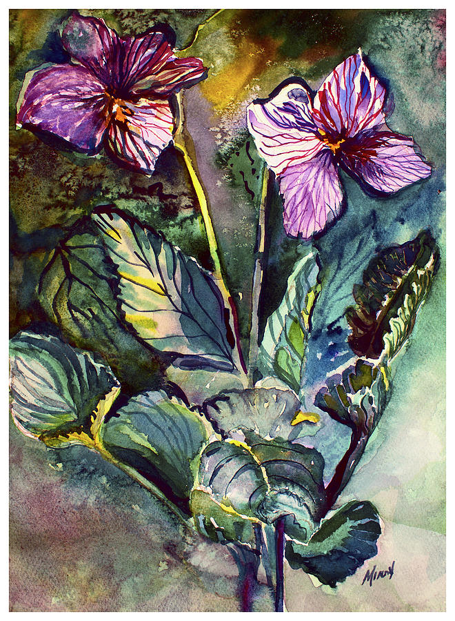 African Violets Painting by Mindy Newman