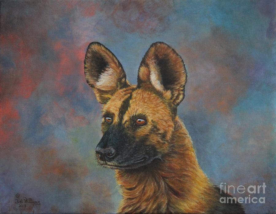 African Painted Wild Dog Painting by Bob Williams