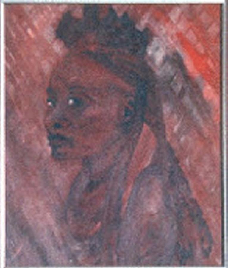 African Woman Portrait - Oil Painting Painting by Julia Woodman