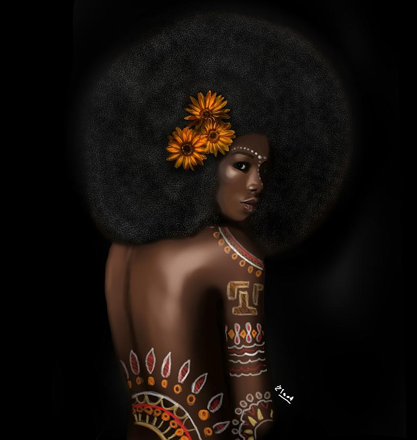 Flowers Still Life Digital Art - Africano by Lody Badie