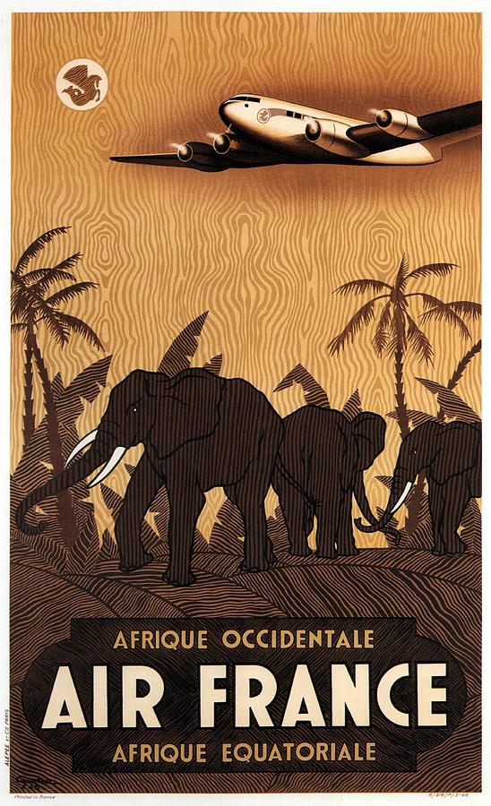 Afrique Occidentale - Air France - Afrique Equatoriale - Retro Travel Poster - Vintage Poster Mixed Media