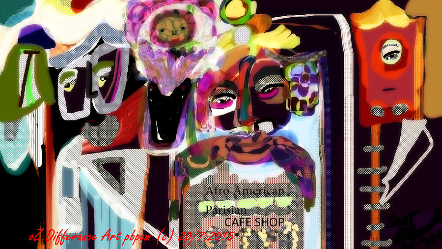 Afro - America French Cafe Shop Digital Art by Pom Oz