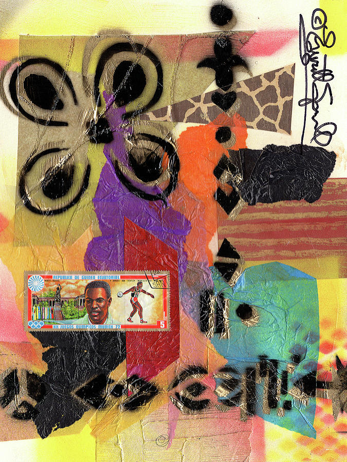 Afro Collage - H Painting by Everett Spruill