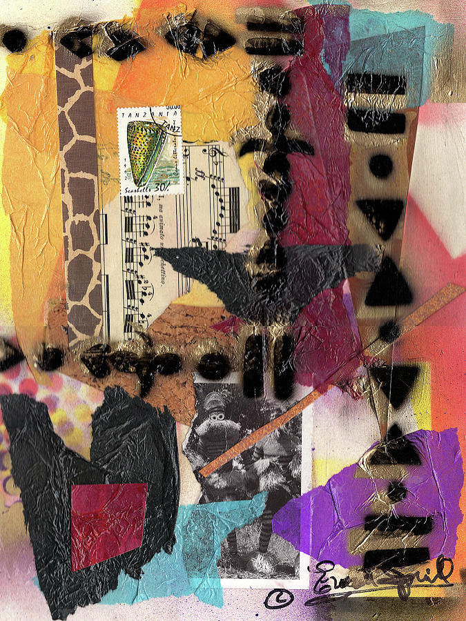 Afro Collage - I Painting by Everett Spruill