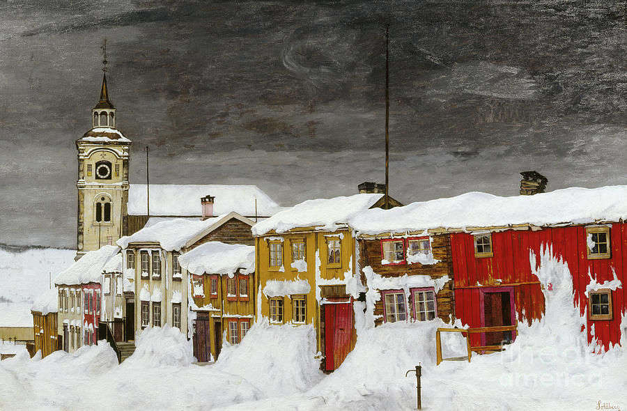 After a blizzard, Roeros Painting by O Vaering by Harald Sohlberg