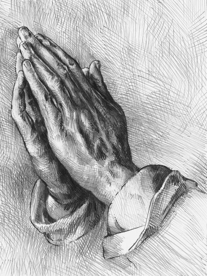 After Durer's praying hands Drawing by Peter Jochems